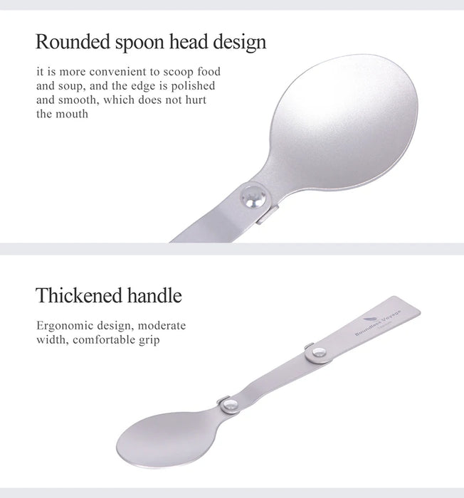 Boundless Voyage Titanium Folding Spoon – Lightweight & Portable Travel Utensil